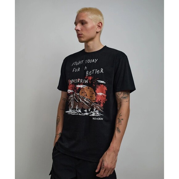 Reason T-Shirt Men’s L, XL Black Fight Today for a Better Tomorrow Embroidered - Picture 8 of 11